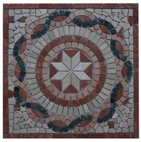 Antikmarmor Rosone 66x66 Windrose Mosaik Fliesen Naturstein Rosso Verona 26015