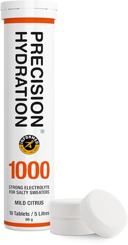 Precision Hydration Electrolyte Tablets - Multi Strength Effervescent Hydration Tablets - Combats Cramp - Low Calorie, Gluten Free, Vegan/Vegetarian Friendly (1 Tube, 1000mg/L - Orange Tube)