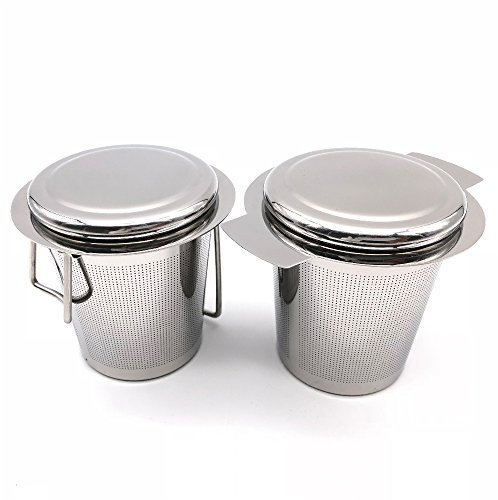 BITEYI Infusor de Té en Acero Inoxidable Malla Extrafino Colador y Filtro de té,con Tapa y Mango(Conjunto de 2)