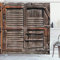 ABAKUHAUS Rustikal Duschvorhang, Italienische Tür aus Holz, Stoffliches Gewebe Badezimmerdekorationsset mit Haken, 175 x 220 cm, Umbra Braun