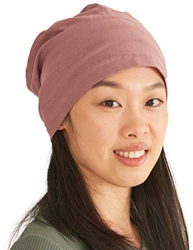 CHARM Leichte Sommer Mütze für Damen - Herren Slouchy Mütze Stretchy Slouch Strickmütze aus 100% Baumwolle Chemo Hut Rosa M