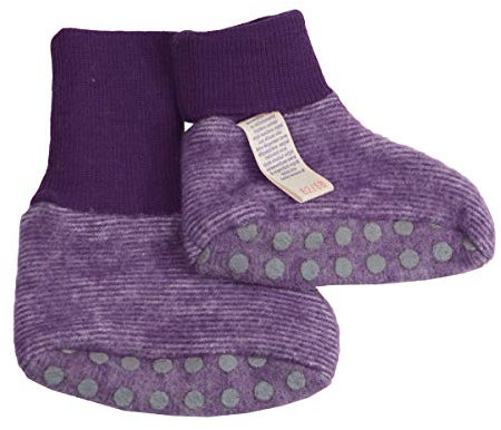 Cosilana Baby Fleece Schühchen kbT Wolle Bio Baumwolle (62-68, Lila-Melange)