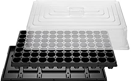 Anzuchtset vom Profi | 2 Sets: Anzuchtplatte je 84 Töpfe, Untersetzer, Haube 12mm | Made in Germany | sehr stabil, lichtbeständig
