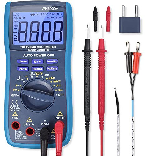 MMOBIEL Multimetro Num Pro CAT III 1000V CAT IV 600V - 6000 Conteggio - Test di tensione, test AC/DC, corrente, resistenza, continuità, test transistor - con cavi test, fusibili e cinghie magnetiq