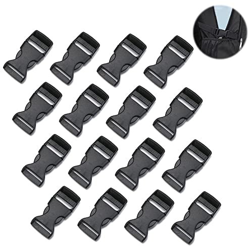 ZWZNBL 16 pezzi di fibbie per cinghie larghe 20 mm, fibbie di ricambio in plastica nera, fibbie per zaini, fibbie a clip, adatte per chiusure per cinture per la manutenzione delle fibbie.
