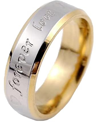 Stfery Edelstahl Ring Herren Breit 6MM Forever Love Ring Frauen Gold-Silber Eternity Ring zum Valentinstag