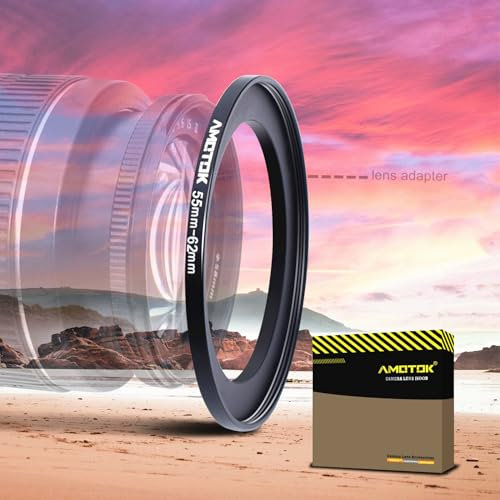 55mm Objektiv auf 62mm Kameraobjektiv-Adapter,55mm auf 62mm Filter-Step-Up-Ring-Adapterring,kompatibel mit Allen 62mm Filter-Zubehör.Hergestellt aus CNC-gefrästem(55–62mm)