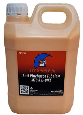 Ulysses Bike Liquido tubeless MTB y E-Bike 2L | Liquido Antipinchazos Bicicleta sin amoniaco | Sellador Repara Pinchazos Bicicleta | Kit Reparacion Neumaticos | Gel Antipinchazos para Jeringa Tubeless