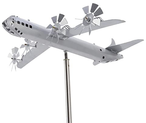 Yosoo Health Gear B-29 Superfortress Windspiel, Edelstahl-Flugzeug-Windmühle, Flugzeug-Windskulptur, Spinner-Windmühlen für Garten, Hof, Terrasse, Außendekoration