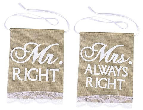 jojofuny 2 Stück Hochzeitsstühle Hochzeitsschilder Hochzeitsbanner Mr Und Mrs Schild Mr Und Mrs Hochzeitsschilder Stuhlbanner Das Schild Das Banner Europäische Und
