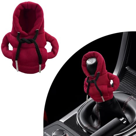 Dickno Auto Schaltknauf Hoodie, lustiger Pullover, warmer Schaltknauf-Abdeckung für Winter, Auto-Inneneinrichtung, Neuheit Dekorationen, universelles Auto-Innendekor-Zubehör für die meisten Fahrzeuge