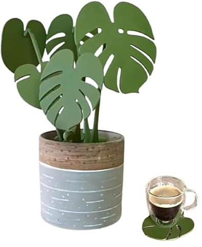 Monstera Untersetzer Set magnetische Untersetzerblätter 3D gedruckte Pflanzentöpfe die auch als Untersetzer für Getränke Bar Tassen Glastischuntersetzer