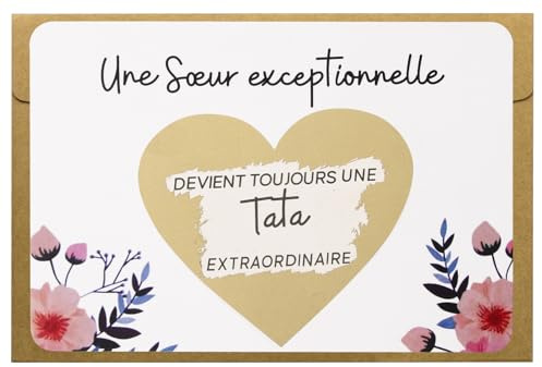 CL&MH Carte à gratter - Annonce Grossesse Tante, Carte à gratter Annonce Grossesse Originale,tu Vas être Tata,Cadeau pour Future Tata