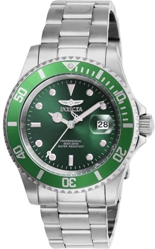 Invicta Pro Diver 47355 Herren Uhr - Wasserdicht - Analog - Quarzuhrwerk - Edelstahl mit grünen zifferblat - 40mm