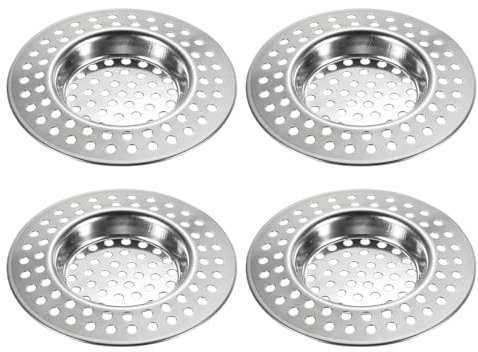 QEQSHQO 4 Pcs Filtre évier Cuisine,Filtre de Vidange pour évier,Grille Evier Cuisine,Tamis lavabo en INOX,Filtre Cheveux Douche,Accessoire Drain Lavabo Baignoire Bonde,pour Salle de Bain Cuisine