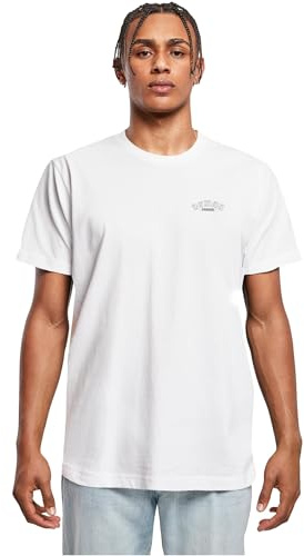 Mister Tee Männlich Ohne Kragen T-Shirt, Weiß, S