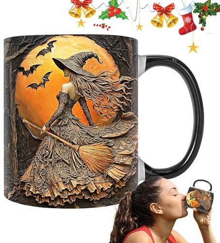 Witch Coffee Mug, Halloween Cups, Ceramic Halloween Mug, Stylish Halloween Mug, 350ml Halloween Mug, Witch-Themed Coffee Cup, Ceramic Witch Mug, Drinking Mug Stylish 350ml for Women Men