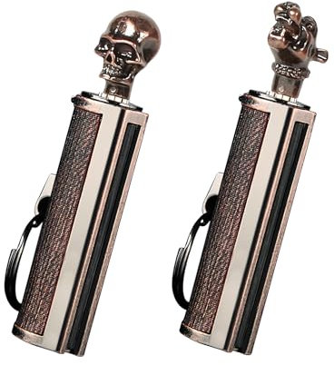 BYZESTY Feuerzeug Kerosinfeuerzeug, 2 Stück Vintage Fackel Feuerzeug, Vintage Antikes Feuerzeug, Streichholz Benzin Feuerzeug mit Schlüsselanhänger, Wasserdicht Tragbar Feuerstein für Männer