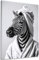 DecoMe Wandbild 60 x 40 cm XXL Zebra Spa - Lustig Bad Toilette Wanddeko Bild - Leinwand Holz Zimmer Deko Aesthetic Room