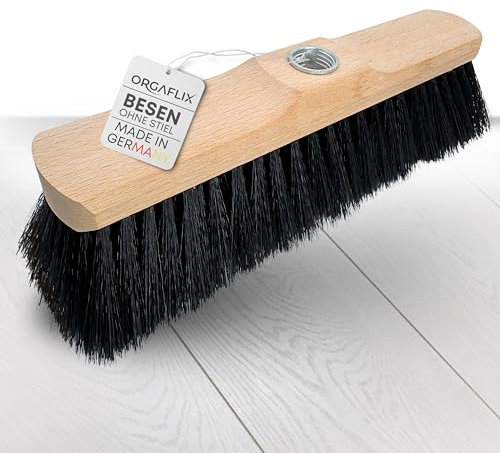 ORGAFLIX Besen ohne Stiel mit weichen Borsten 28cm, rostfreies Metallgewinde 24mm, Deutsche Qualitätsmischung, Stubenbesen, Zimmerbesen, Kehrbesen ohne Besenstiel, Made in Germany