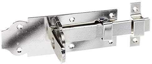 Alberts 116927 Schlossriegel | gerade, mit flachem Griff und befestigter Schlaufe | Edelstahl | Platte 140 x 52 mm