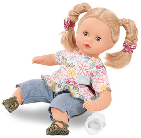 Götz 2120944 Muffin Minimaxi Puppe - 33 cm große Babypuppe mit blauen Schlafaugen, Blonde Haare und Weichkörper - Weichkörperpuppe in 8-teiligen Set