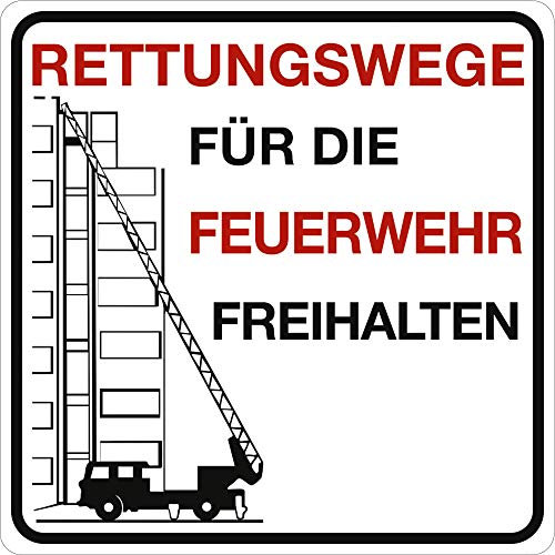 Schild Rettungswege für Feuerwehr 50x50cm Alu