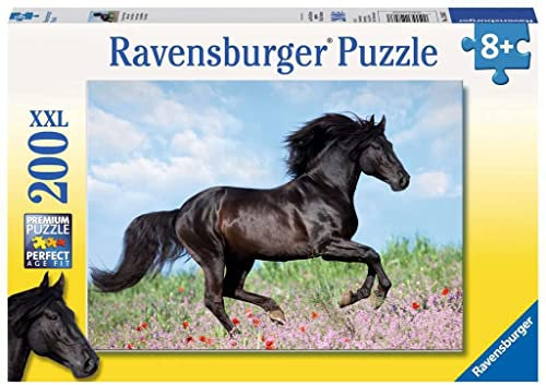 Ravensburger Kinderpuzzle - 12803 Schwarzer Hengst - Pferde-Puzzle für Kinder ab 8 Jahren, mit 200 Teilen im XXL-Format