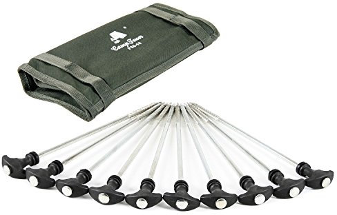 CampFeuer T-Pegs, Heringe | 10 Stück à 30 cm | Erdnägel für Campingzelt, Bivvy, Anglerzelt und Pavillon | Zeltanker, Tent pegs, Camping Zubehör, Zelt Zubehör, Zelthering, Zeltnagel, Hering