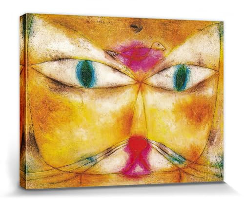 1art1 Paul Klee Poster Katze Und Vogel, 1928 Bilder Leinwand-Bild Auf Keilrahmen | XXL-Wandbild Poster Kunstdruck Als Leinwandbild 80x60 cm