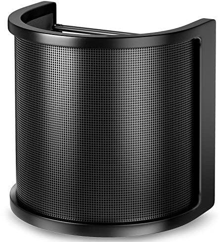 PEMOTech Metal Pop Filter Double Layer Microphone Mic Windscreen Pop Filter, Recording Studio Metal Vocal Recording Panel Acoustic Isolation