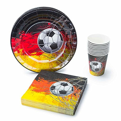 UMOI Juego de vajilla desechable para fiestas del Mundial de Fútbol, 30 platos de cartón 30 vasos de cartón y 60 servilletas para la mejor barbacoa de fútbol (120 piezas)