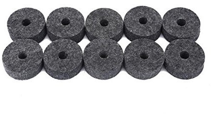 Platillo Fieltro, 10 Piezas Almohadillas de Fieltro Negro Arandelas Platillo de Pie Reemplazo para Batería (Gris)