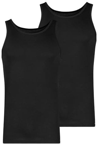 Skiny Men's Herren Tank Top 2er Pack Shirt Multipack Fine Rib Undershirt, Black, XL (Pack of 2)