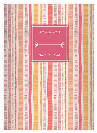 Kartenkaufrausch 16 Retro Doodle Streifen DIN A5 Schulhefte, Schreibhefte in rosa gelb Lineatur 6 (blanko Heft 16 Blatt/32 Seiten) Notizheft, Kladde für Schule, Universität, Büro