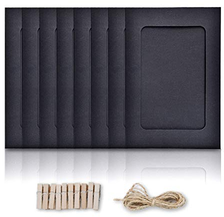 Photo Frame, 5X7 INCH Kraft Paper Picture Frames, 30 PCS DIY Cardboard Photo Frames with Wood Clips and Jute Twine (5X7 INCH, 30PCS BLACK)