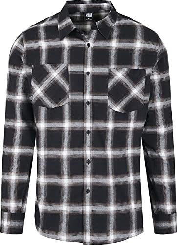 Urban Classics Herren Overhemd Checked Flanel Shirt 6 Freizeithemd, Multicolour (Black/White 00826), 5XL EU