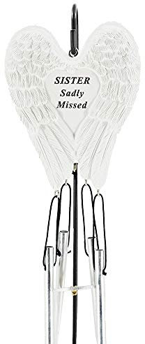 Sister Sadly Missed Guardian Angel Wings Graveside Memorial Wind Chime