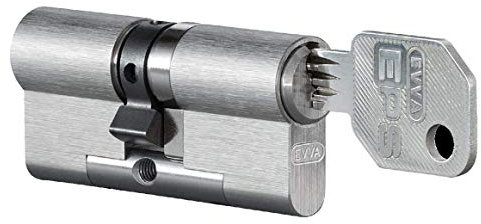 EVVA EPS Doppelzylinder mit 3 Schlüssel + Sicherungskarte, einzelschließend oder gleichschließend, Schließanlage, Zylinderschloss Türschloss, Länge A:46 mm I:56 mm