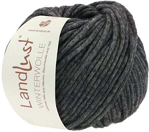 LANA GROSSA Landlust Winterwolle | Soffilo mit Yakfasern | Handstrickgarn aus 50% Schurwolle (Merino), 35% Baumwolle & 15% Yak | 50g Wolle zum Stricken & Häkeln | 70m Garn FB7