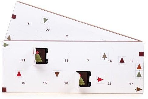 Adventskalender Schokolade - Weihnachtskalender - Schokoladen-Adventskalender - mit 24 Schoko-Täfelchen, Schokoladenadventskalender alkoholfrei - für Kinder, Erwachsene, Frauen, Männer - Weißer Schnee
