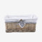 Natural Wicker Storage Basket with Lining Hamper Baskets for Gifts Empty Baskets for Shelves (Grey Washed, Medium)