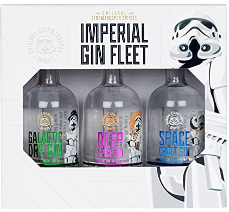 Stormtrooper Imperial Gin Trio Gift Set by Blue Tree Gifts, Contains 3x5cl Gins, Gift for Star Wars Fans and Gin Lovers on birthdays, Christmas, Father's Day