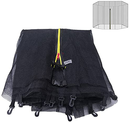 Ledph Trampolin Netz 488 12 Stangen, Schwarz Netz AußEnliegend, Ersatznetz, Rundes Schutznetz für Gartentrampolin, Uv-BestäNdig, Extrem Reißfest