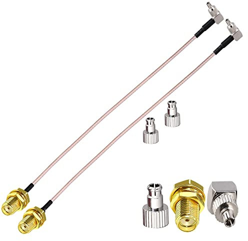 TUOLNK 2er-Pack SMA-Buchse auf rechtwinkliges CRC9/TS9-Doppelsteckerkabel SMA auf TS9/CRC9-Verlängerungs-Koaxialkabel RG316-HF-Koaxialkabel 0,98 Fuß (30 cm)