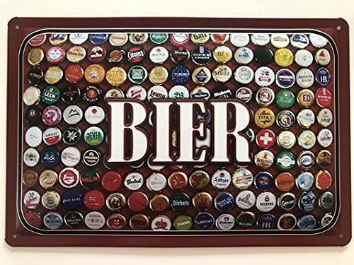 Metal Sign 20 x 30 cm Beer Bottle Caps Collection Tin Sign