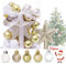 O-Kinee Weihnachtskugeln Gold Weiß, 30 Stück Mini Christbaumkugeln Set, Weihnachtsdeko Ornamente, 3CM