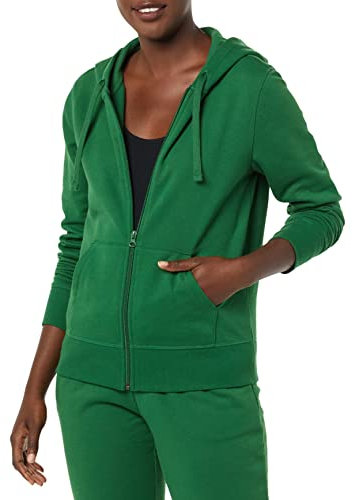 Amazon Essentials Felpa con Cappuccio e Cerniera in Pile Donna, Verde, L