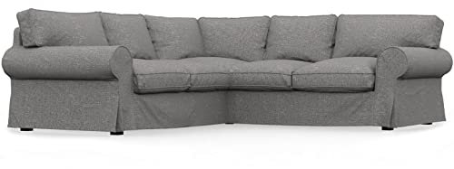 COMFORTLY Ersatzbezug für Ecksofa, handgefertigt, kompatibel mit EKTORP 2+2 Couch, nur Bezüge (strapazierfähig – anthrazit)