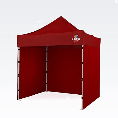 BRIMO Pavillon klappbar 100% Wasserdicht mit 3 Seitenteilen - 5 Jahre Garantie (2x2 m, Rot)